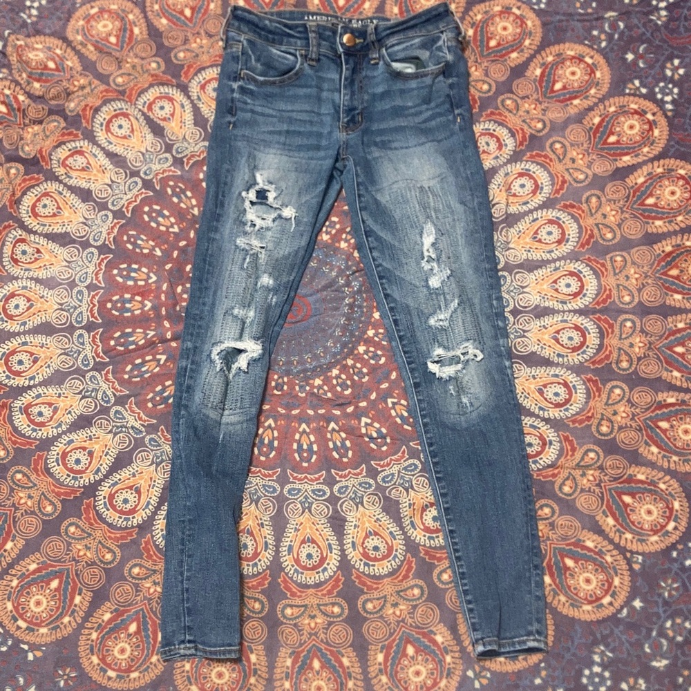 Distressed Blue Jeans